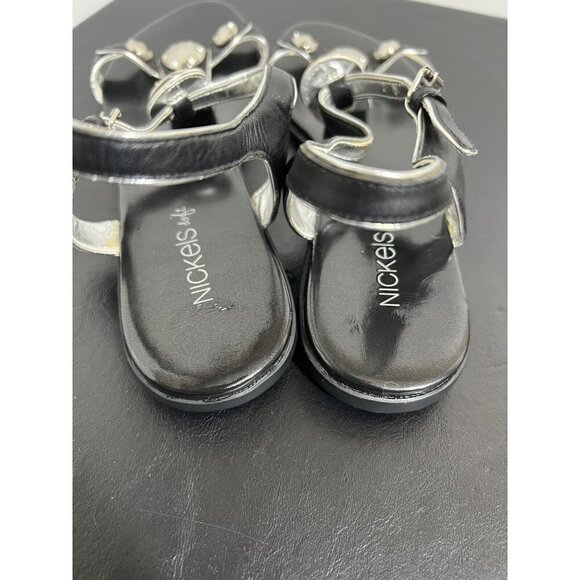 Nickels Soft Black T Strap Open Toe Sandals Adjustable Ankle Strap Size 8.5M - Picture 6 of 8